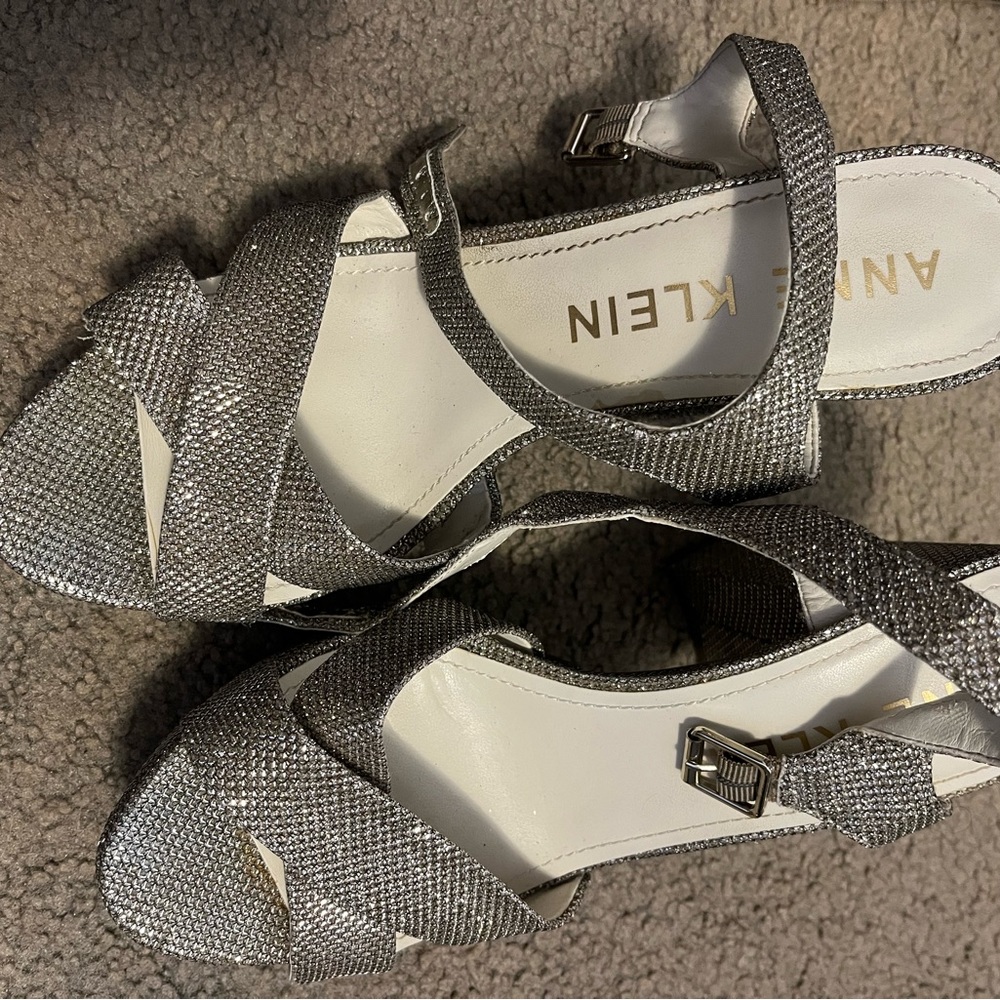 Silver sparkle heels